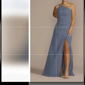 David's Bridal Studio One Shoulder Long  Dress